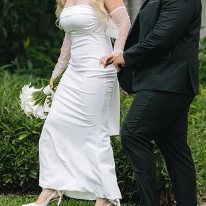 White Strapless Bridal Gown with Large Bow